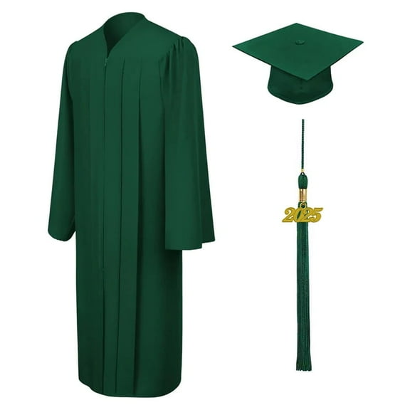 Unisex Matte Graduation Cap Gown Tassel Package, High School and University