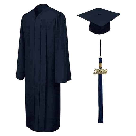 Unisex Matte Graduation Cap Gown Tassel Package, High School and University