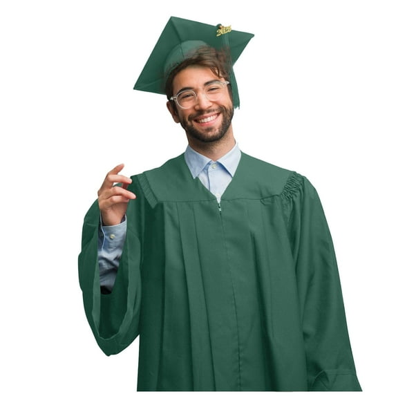 Unisex Matte Graduation Cap Gown Tassel Set with 2026 Year Charm for High School & College Graduates