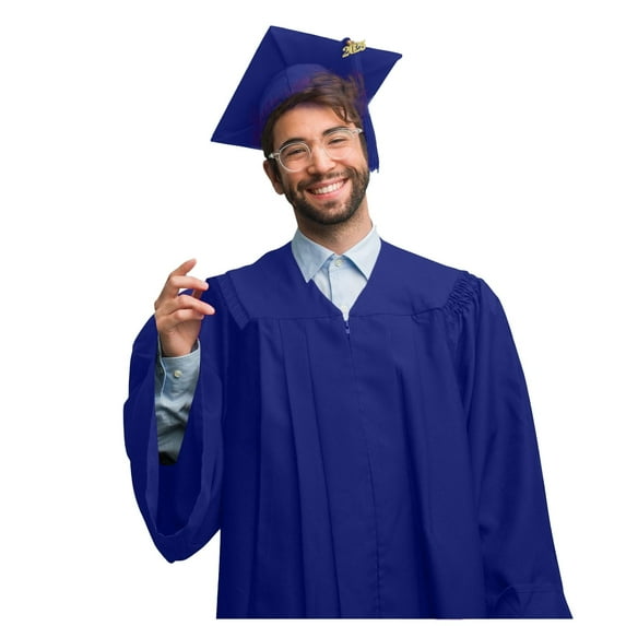 Unisex Matte Graduation Cap Gown Tassel Set with 2026 Year Charm for High School & College Graduates