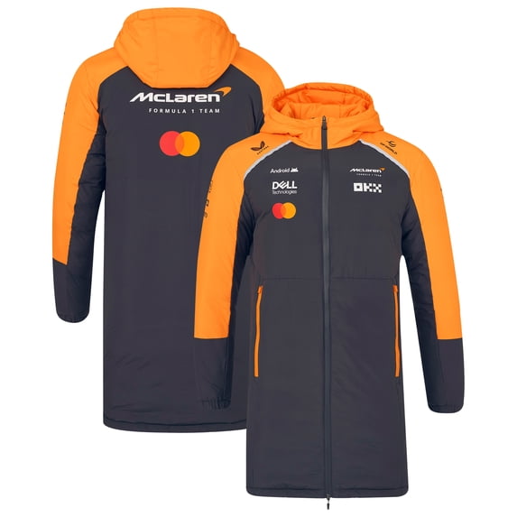 Unisex McLaren Anthracite/Orange McLaren F1 Team 2025 Replica Full-Zip Longline Rain Jacket