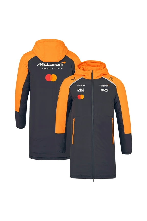 Unisex McLaren Anthracite/Orange McLaren F1 Team 2025 Replica Full-Zip Longline Rain Jacket