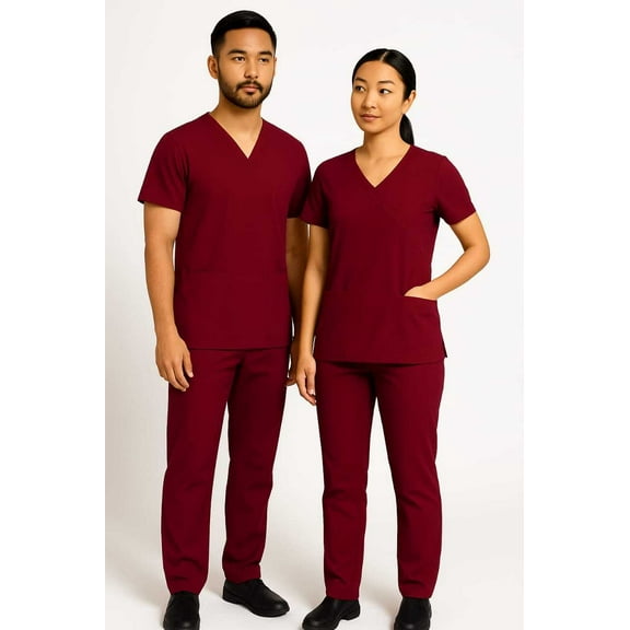 Unisex Medical Scrub Set – V-Neck Top and Pants for Men and Women