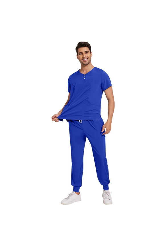 Unisex Medical Scrubs Set Nurse Doctor Work Uniform with Pockets