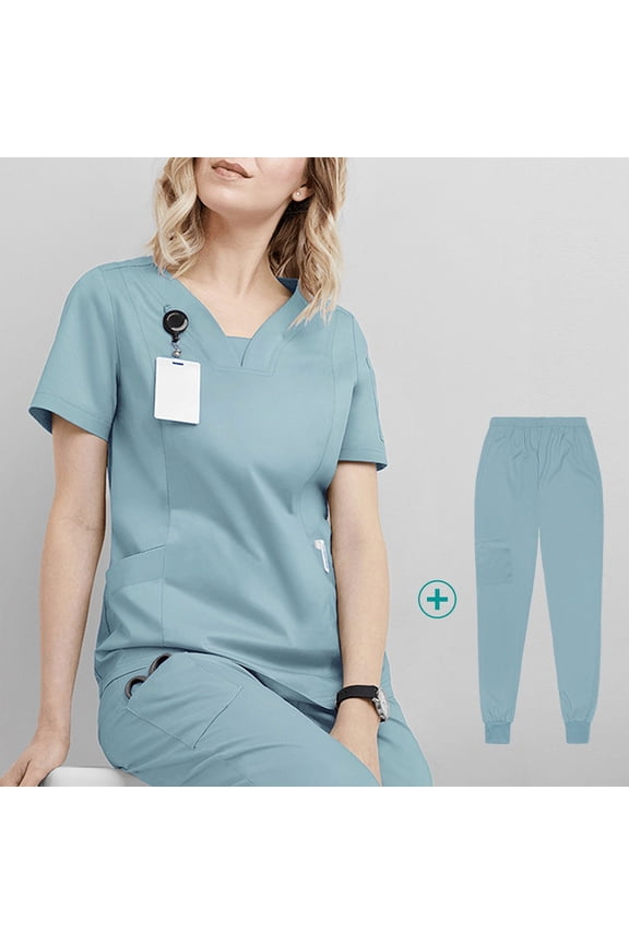 Unisex Medical Scrubs Set Nurse Work Uniform with Pockets for Hospitals