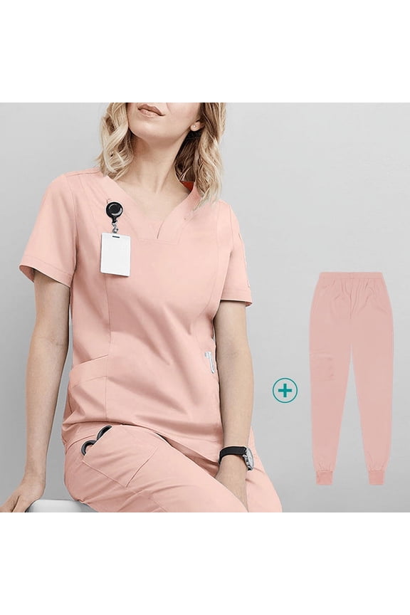 Unisex Medical Scrubs Set Nurse Work Uniform with Pockets for Hospitals