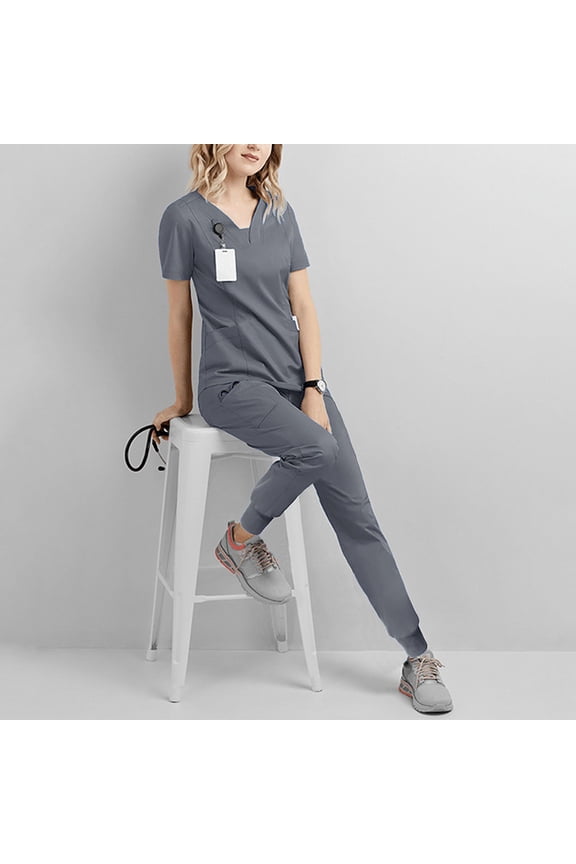 Unisex Medical Scrubs Set Nurse Work Uniform with Pockets for Hospitals