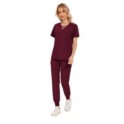Unisex Medical Scrubs Set Nursing Work Uniform with Pockets Jogger Style for Hospital
