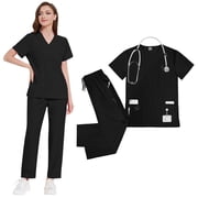 Unisex Medical Scrubs Set Nursing Work Uniform with Pockets for Dental Office