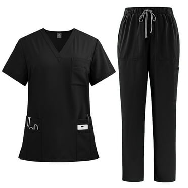 Unisex Medical Scrubs Set V-Neck Top and Drawstring Pants, Comfortable and Durable for Healthcare Professionals