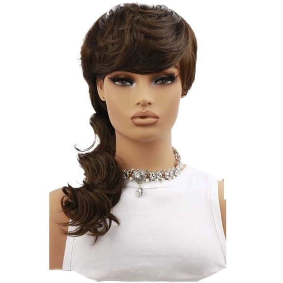 Unisex Medium-Length Curly Mullet Wig with Fluffy Bangs for Trendy Costume & Everyday Style