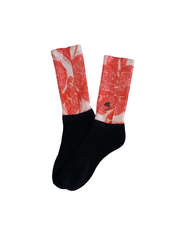 Unisex Medium Sole Food Ribeye Steak Sublimated Socks by Thread Pros