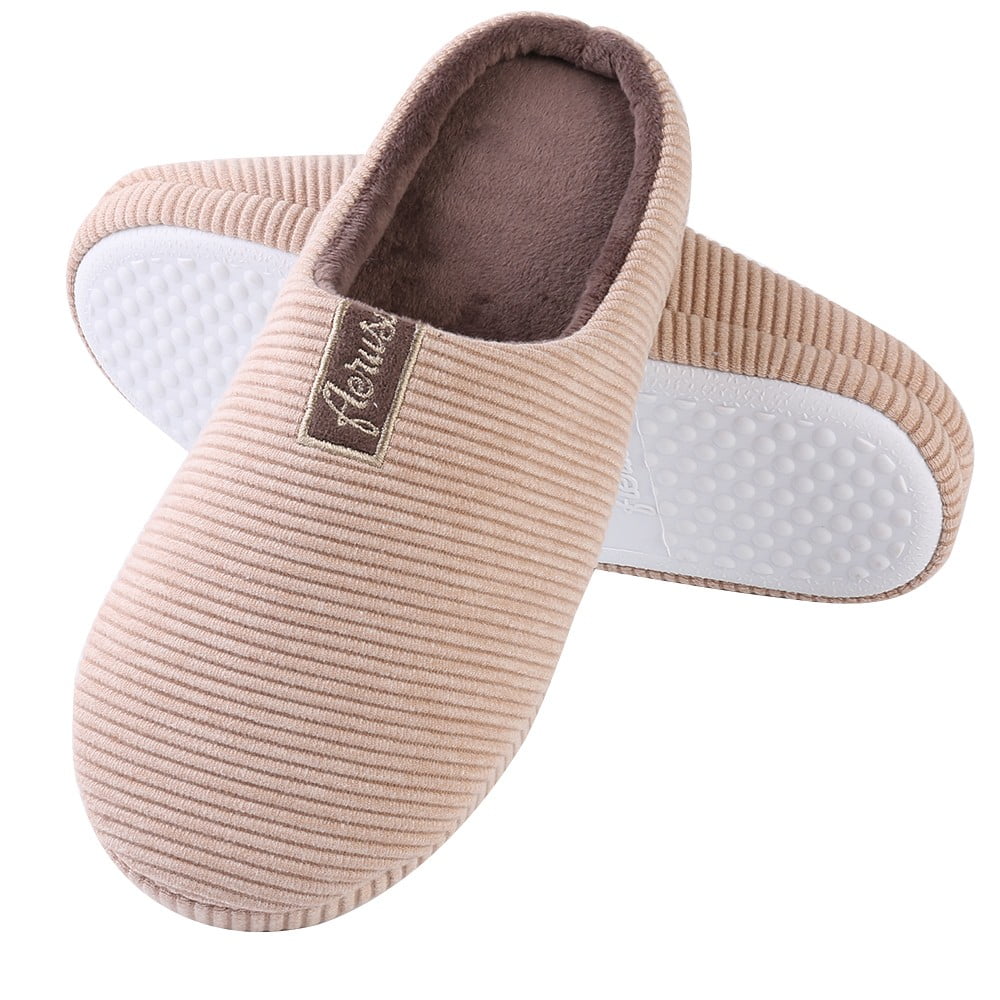 Unisex Memory Foam Slip-On House Slippers with Non-Slip Indoor Outdoor Sole