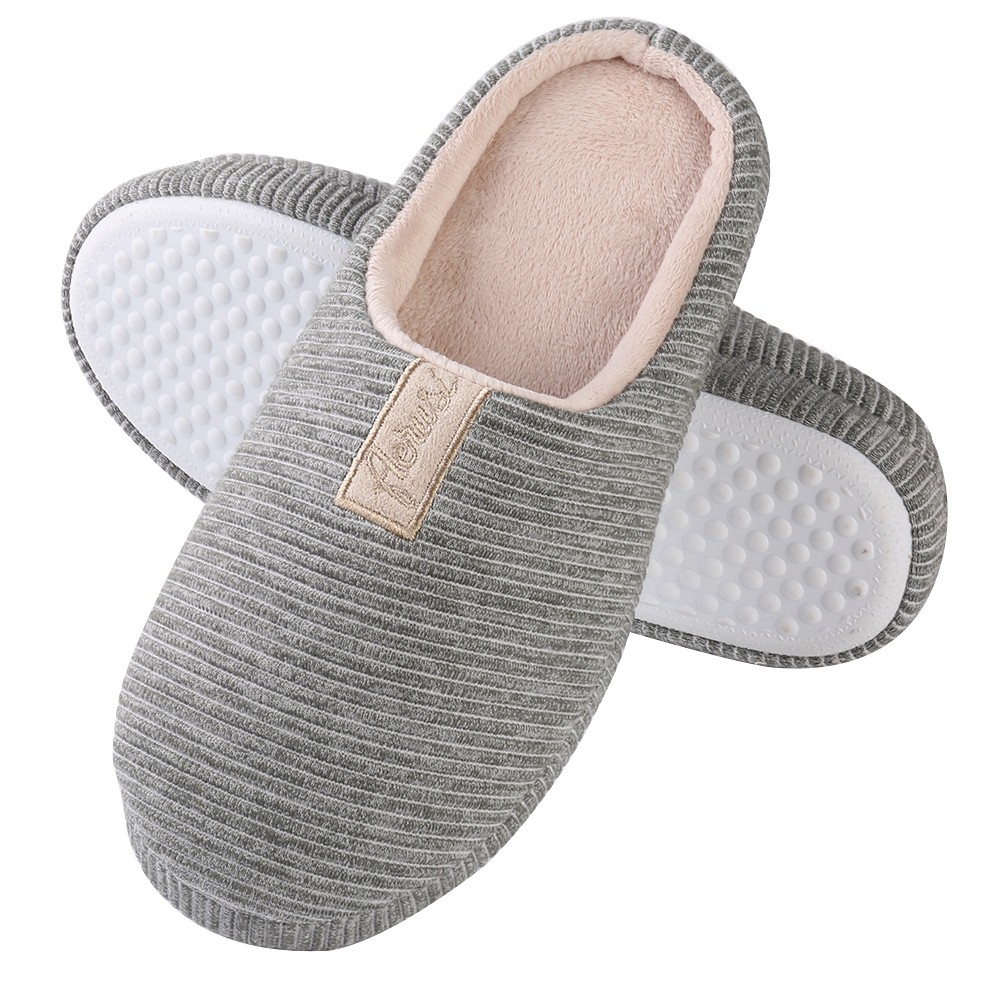 Unisex Memory Foam Slip-On House Slippers with Non-Slip Indoor Outdoor Sole
