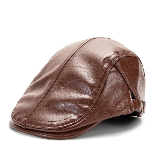 Unisex Men Gatsby Duckbill Newsboy Faux Leather Flat Hat Ivy Golf Painter Cap