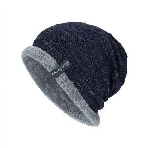 Unisex Men Winter Warm Knit Slouch Beanie Hats Outdoor Fleece Lined Ski Cap Snow