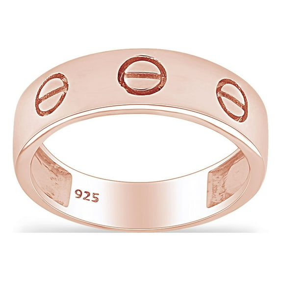 AFFY Unisex Men Women 14K Rose Gold Over Sterling Silver Screw Wedding Band Ring, 5.5mm, Ring Size: 9.5