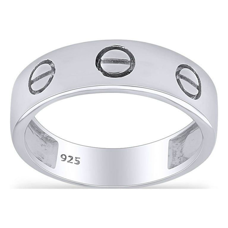Unisex Men Women 14K White Gold Over Sterling Silver Screw Wedding Band  Ring, 5.5mm, Ring Size: 5.5