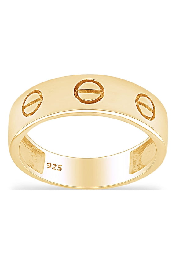 Unisex Men Women 14K Yellow Gold Over Sterling Silver Screw Wedding Band Ring, 5.5mm, Ring Size: 7.5