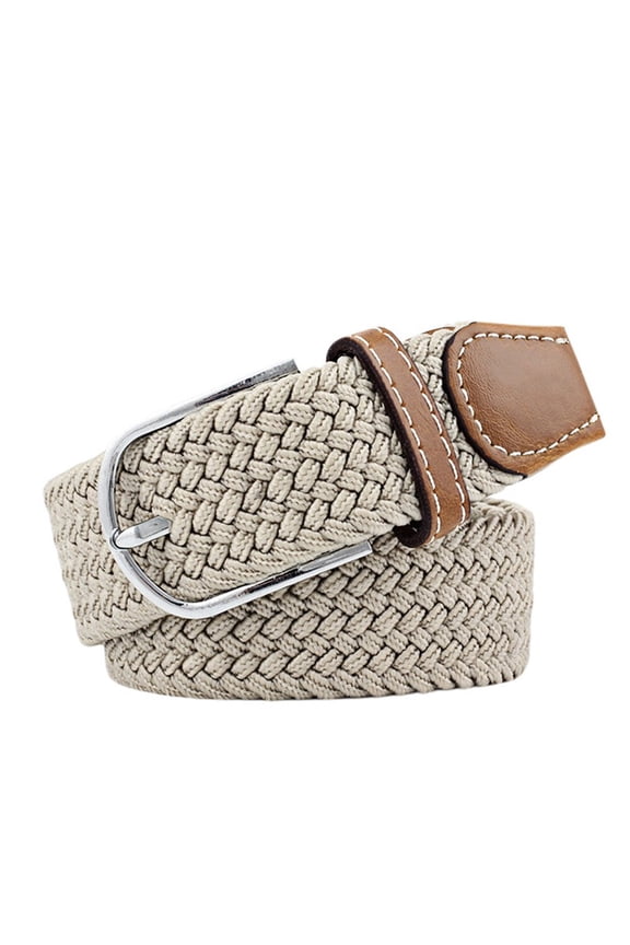 Unisex Men Women Elastic Canvas Fabric Braided Belt Stretch Woven Jeans Belt