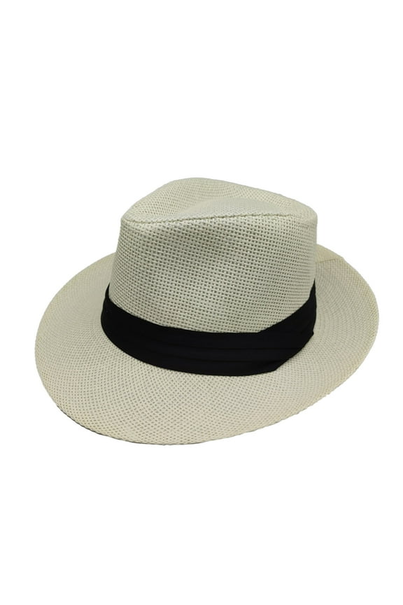 Unisex Men Women Panama Wide Brim Straw Hats Aldult Jazz Straw Hat Top Hat Sun Hat