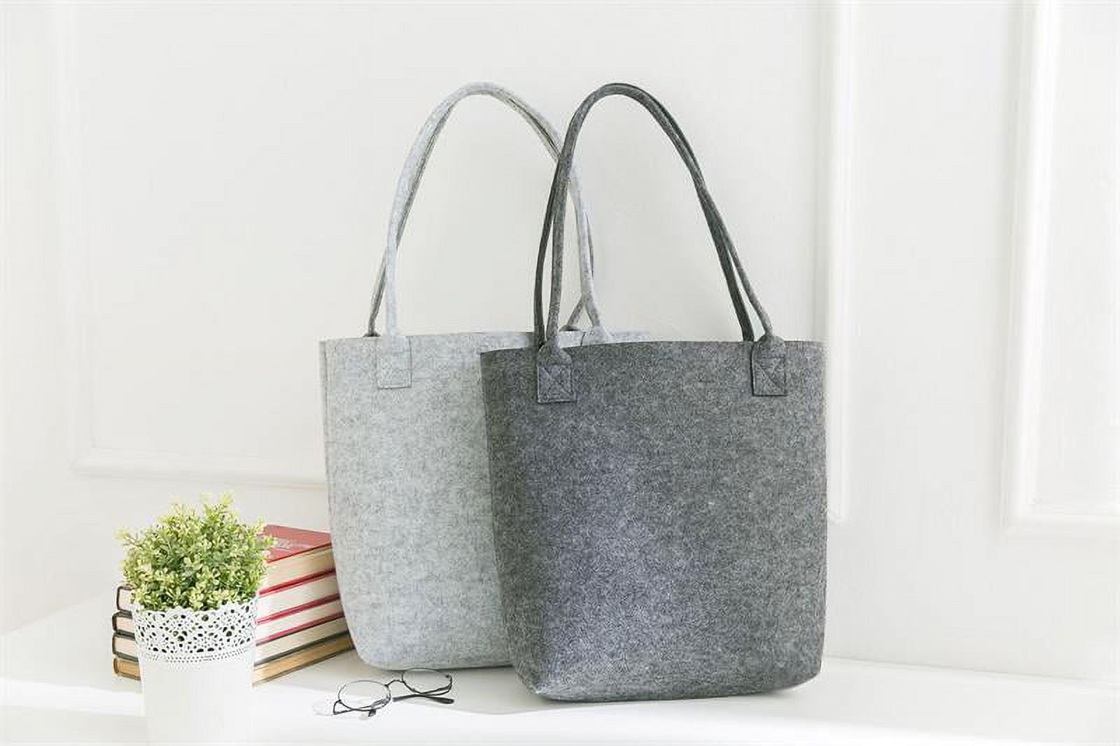 Light Grey soft felt compact casual tote bag