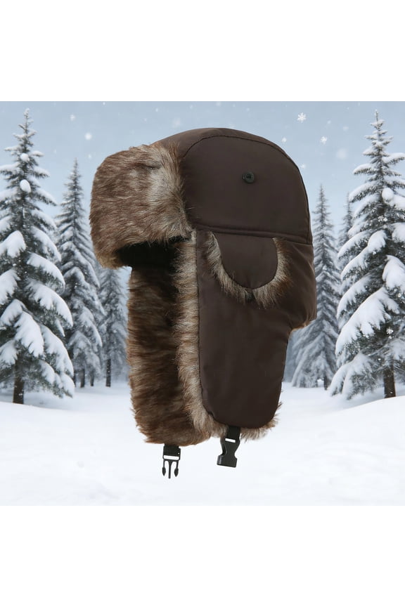 Unisex Men Women Russian Hat Trapper Bomber Warm Ear Flaps Winter Ski Hat Cap Headwear,Coffee