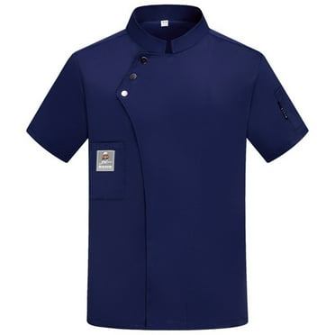 Unisex Men's Chef Coat Jacket Women Kitchen Restaurant Cooking Work Chef Uniformss Shirt Tops Navy 2XL