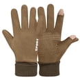 thumbnail image 1 of Unisex Men's Suede Winter Non-slip 2 Cut Fingers Touchscreen Texting Gloves for Fishing Photographing Cycling Outdoor, 1 of 6