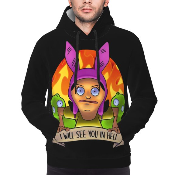 Unisex Men's and Women's Bob's Burgers Louise Hoodies 3D Fashion Digital Print Cartoon Pullover Hooded Sweatshirts with Pockets