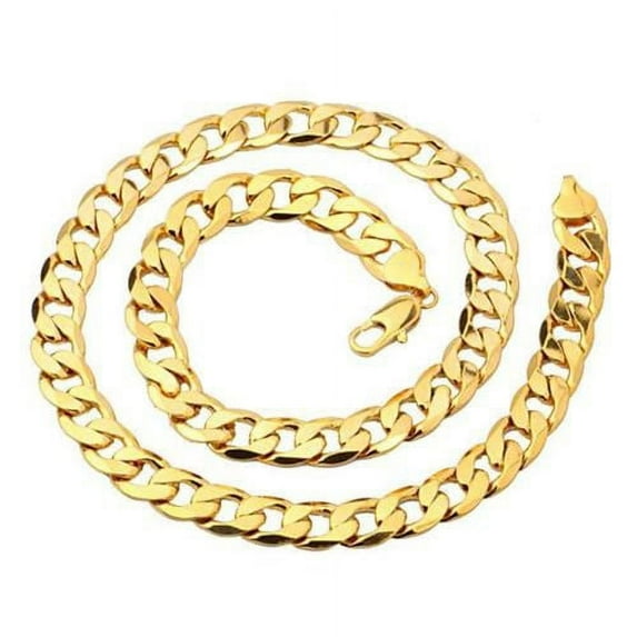 Unisex Men women Teen 24K Yellow Gold Filled Mens necklace Curb Link Chain 60CM (24 inches) 10MM