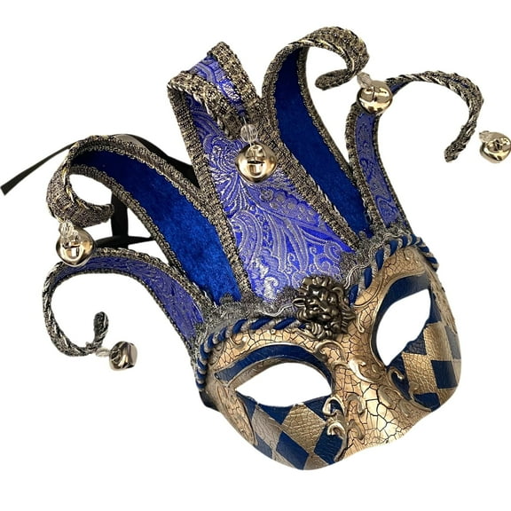 Unisex Mens Mardi Gras Vintage Harlequins Masquerade Jolly Jester Mask Cosplay Dance Birthday Carnival Halloween dress up Cosplay Party