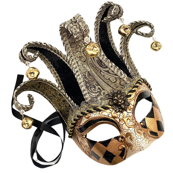 Unisex Mens Masquerade Jolly Jester Mask Cosplay Mardi Gras Prom Dance Birthday Halloween Dress up Cosplay Party Wear or Deco MASQ