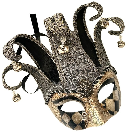 Unisex Mens Masquerade Jolly Jester Mask Cosplay Mardi Gras Prom Dance Birthday Halloween Dress up Cosplay Party Wear or Deco MASQ