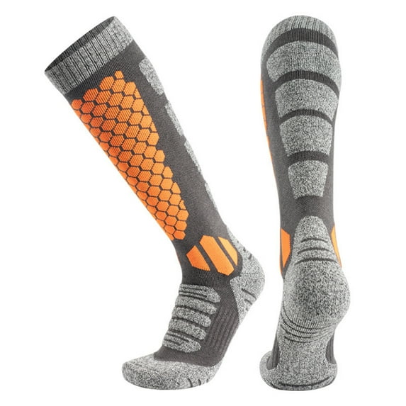 Unisex Merino Wool Ski Socks - Thick Knee High Thermal Warm Winter Socks for Skiing Snowboarding Orange One Size