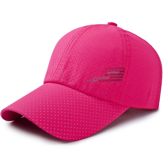 Unisex Mesh Baseball Cap, Breathable Patchwork Sun Hat with UV Protection, Adjustable Lightweight Outdoor Cap for Summer Activities, Moisture Wicking Design-Hot Pink