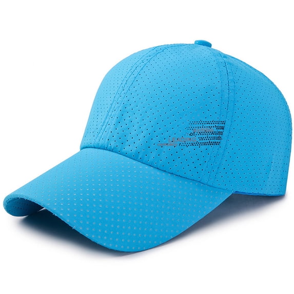 Unisex Mesh Baseball Cap, Breathable Patchwork Sun Hat with UV Protection, Adjustable Lightweight Outdoor Cap for Summer Activities, Moisture Wicking Design-Sky Blue