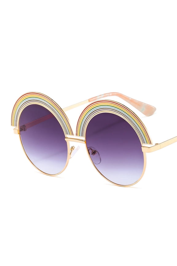 Unisex Sunglasses Metal Frame Lightweight Durable Polycarbonate Lenses Large Round Frame Design Sun Glasses Universal