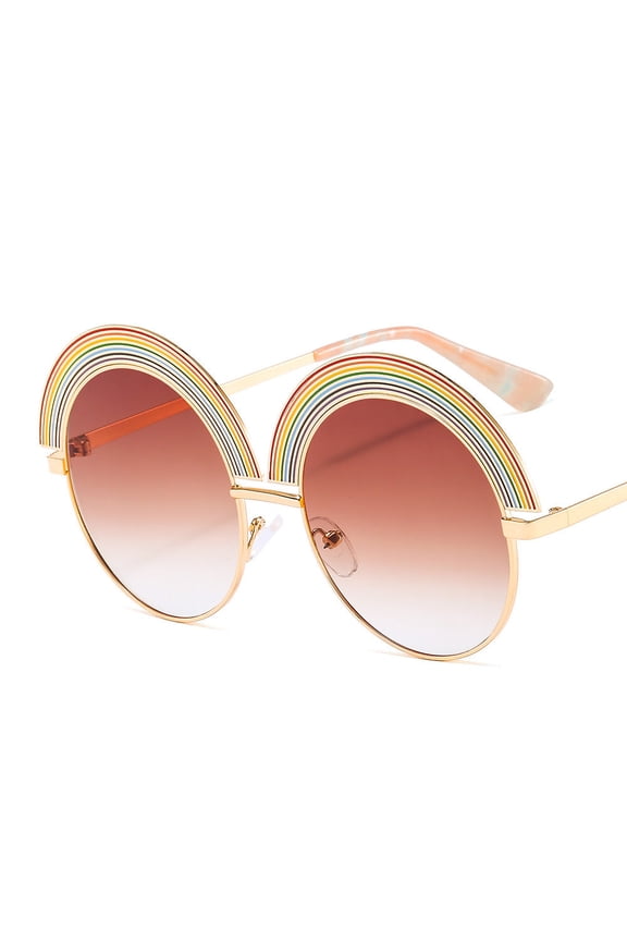 Unisex Sunglasses Metal Frame Lightweight Durable Polycarbonate Lenses Large Round Frame Design Sun Glasses Universal