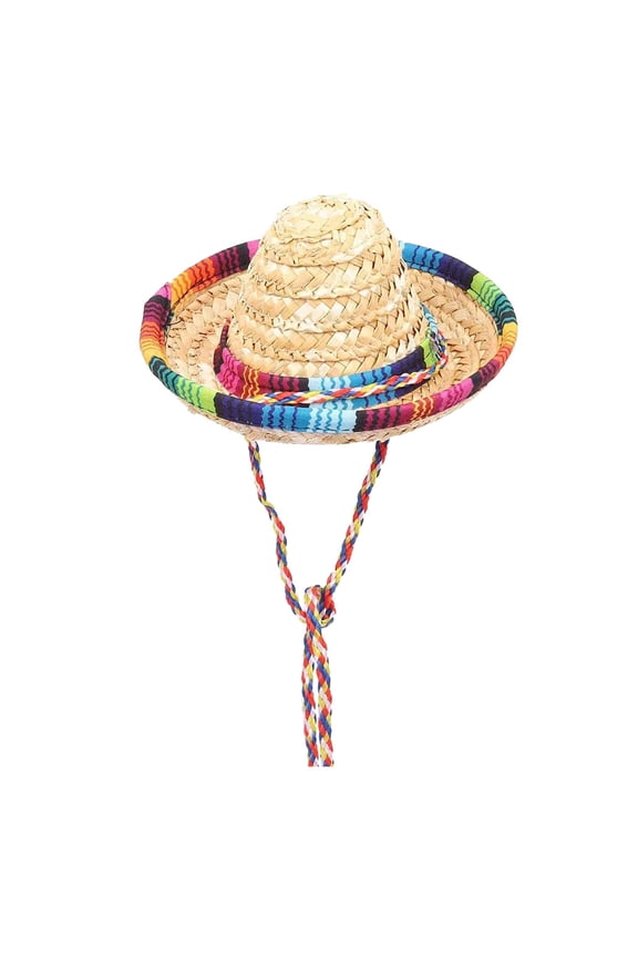 Unisex Mexican Style Wide Brim Straw Sun Hat, Ethnic Summer Vacation Cap