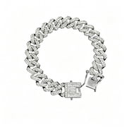 Unisex Miami Cuban Link Necklace, Iced Out Rhinestones Bling Zinc Alloy Silver/Gold Plated Hip Hop Jewelry, 16-24 Inches