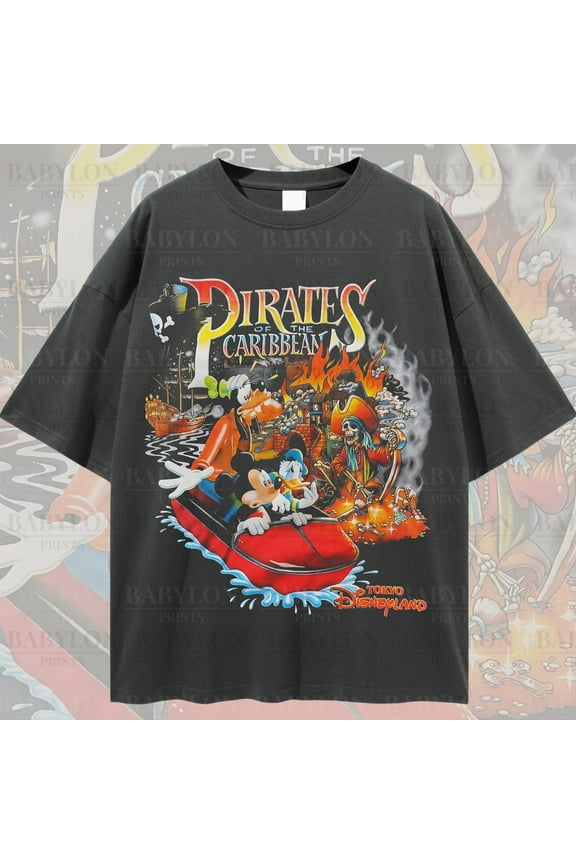 Unisex Mickey Pirates Of The Caribbean Ride T Shirt, Tokyo Disneyland Vintage Disney Shirt Disneyland Sparrow Pirate Mickey Friends Shirt, S-5Xl Shirt