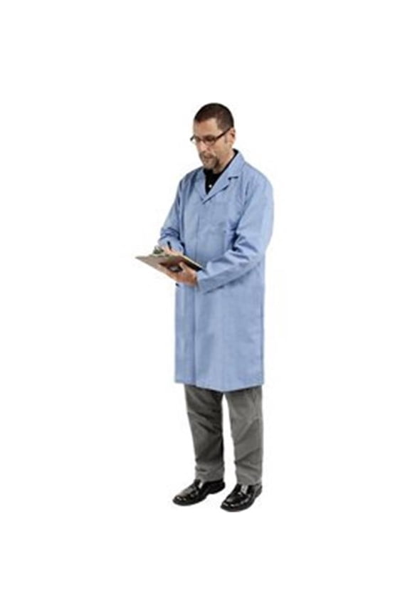 Unisex Microstatic ESD Lab Coat - Blue - Large - Static Dissipative