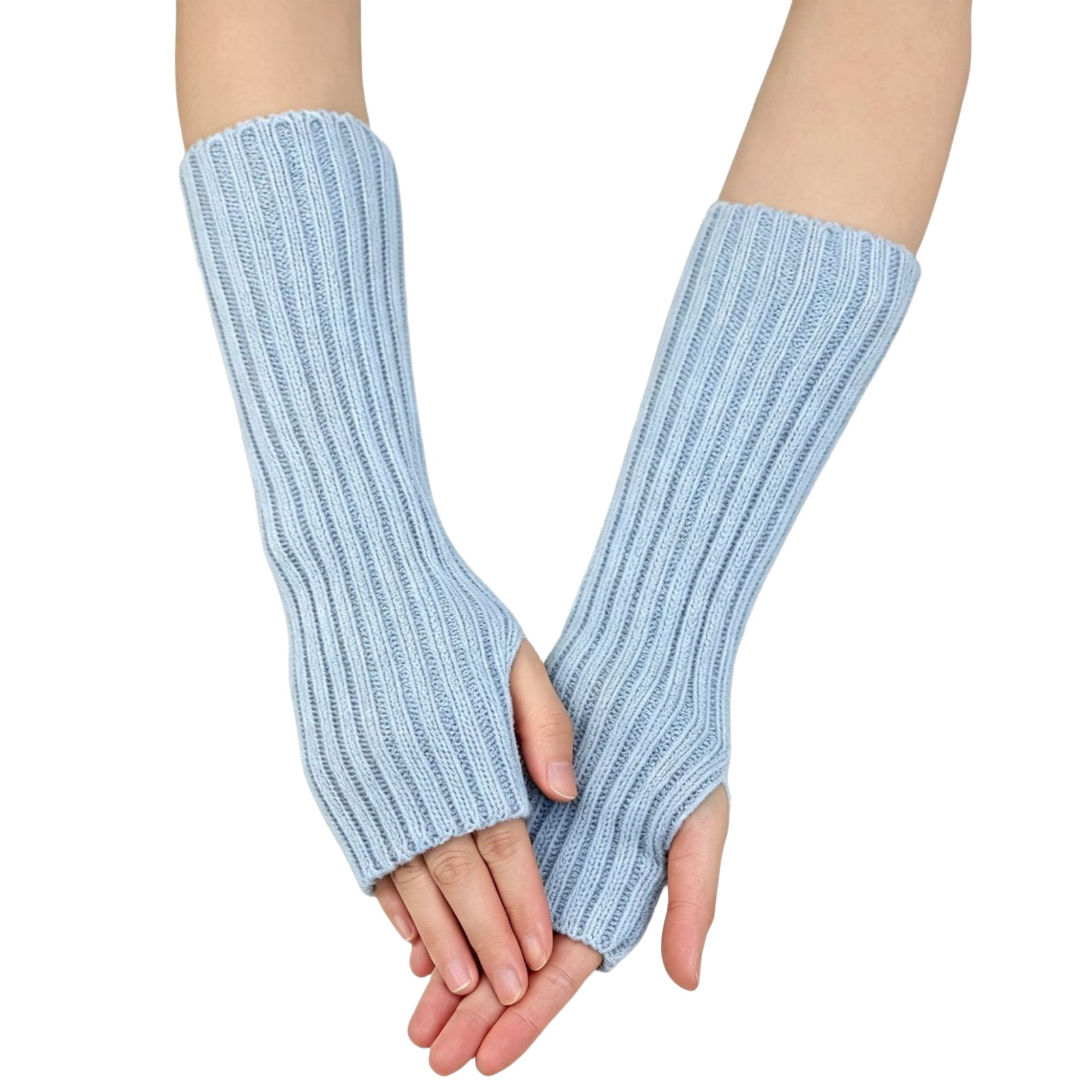 Unisex Mid Length Fingerless Arm Sleeves, Slouchy Knitted Wrist Warmer ...