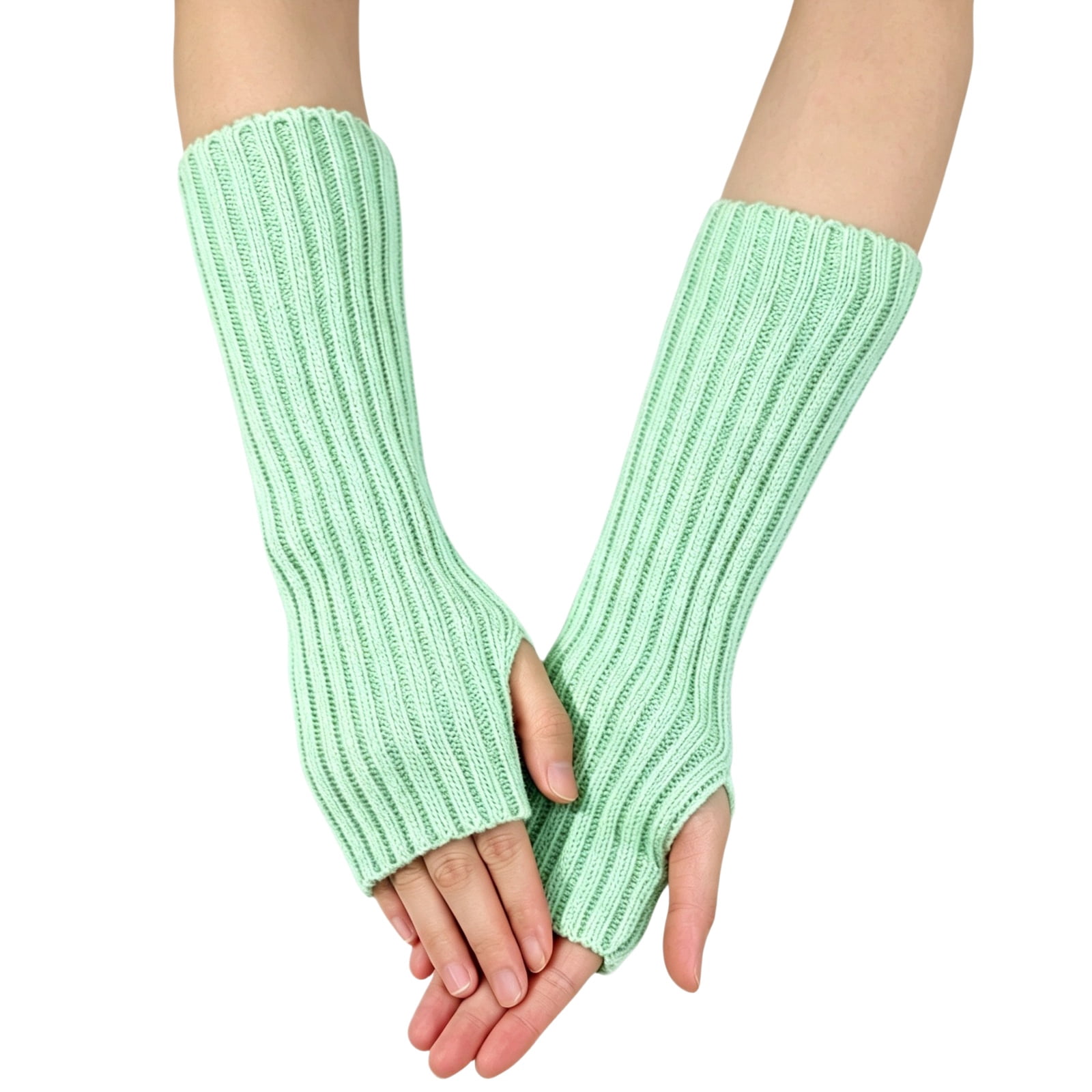 Unisex Mid Length Fingerless Arm Sleeves, Slouchy Knitted Wrist Warmer ...
