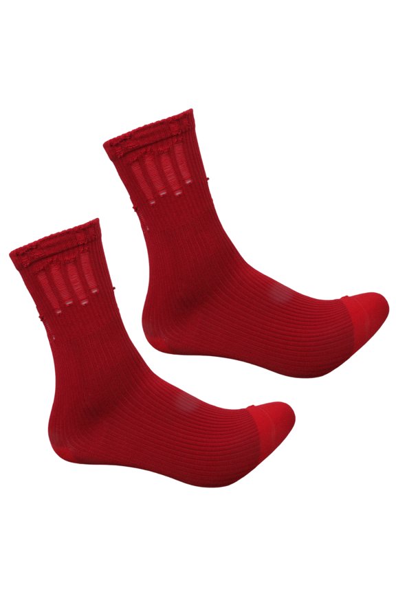 Unisex Middle Tube Calf Socks with Embroidered and Ripped Hole Designs for Chinese New Year Festival Wedding Hosiery