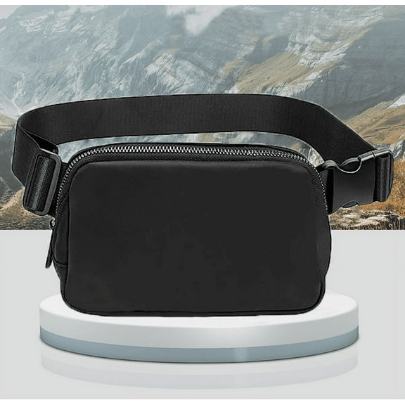 Unisex Mini Belt Bag with Adjustable Strap, Crossbody Fanny Pack for Traveling (Black)