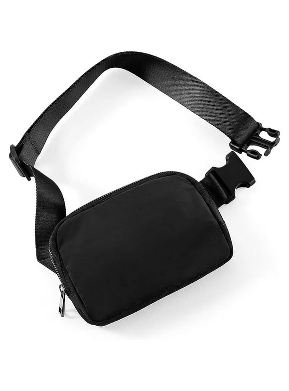 Unisex Mini Belt Bag with Adjustable Strap, Crossbody Fanny Pack for Traveling (Black)