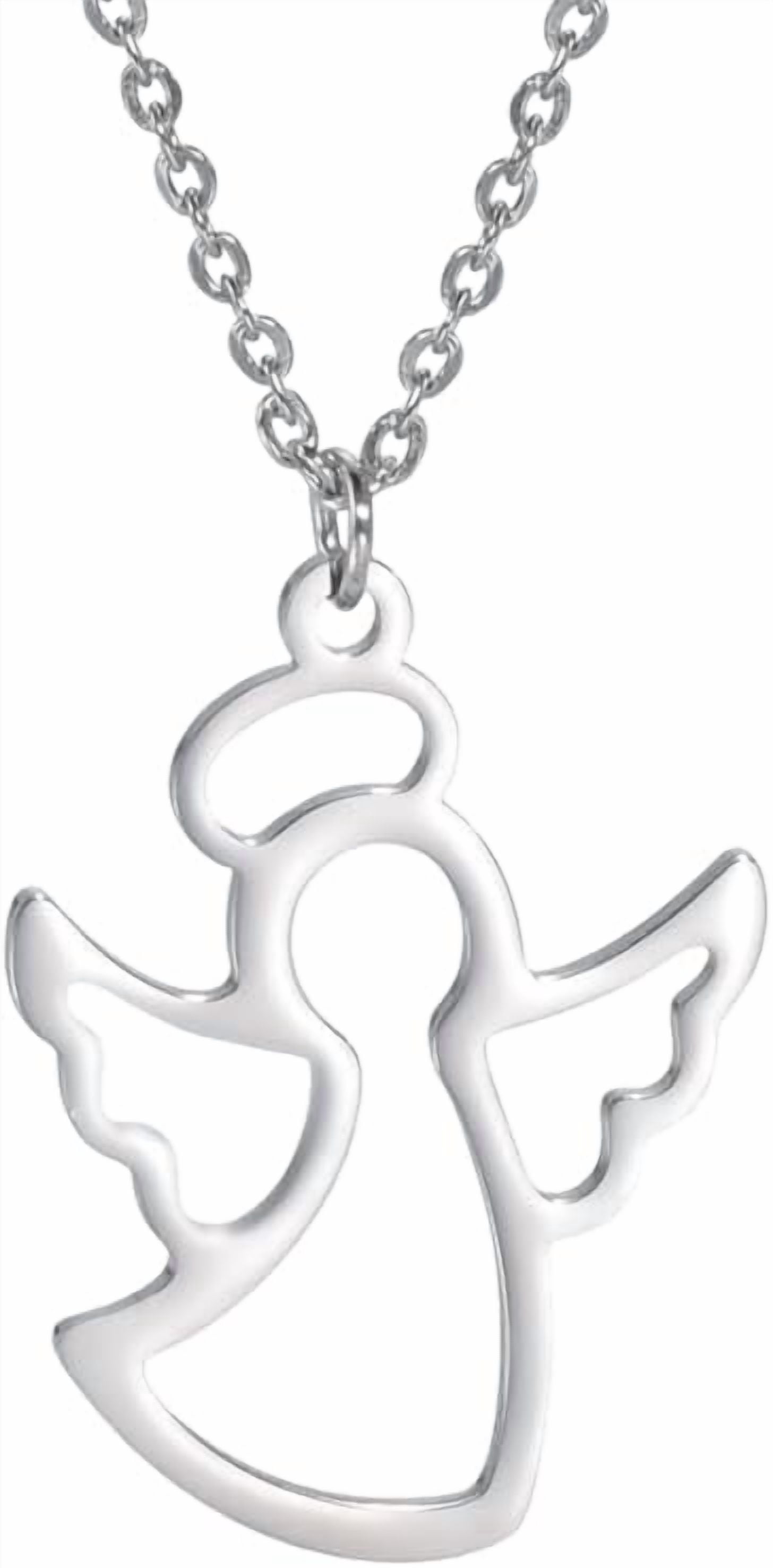 Unisex Minimalist Guardian Premium Angel Pendant Necklace, Stainless Steel Spiritual Outline Jewelry[j613]