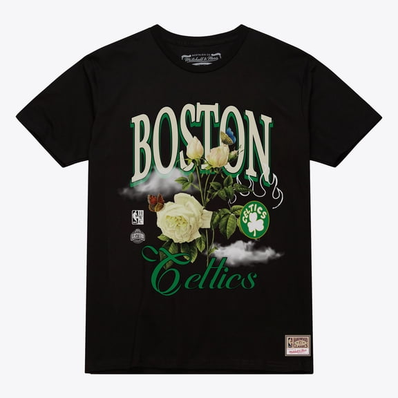 Unisex Mitchell & Ness Black Boston Celtics Floral Graphic T-Shirt
